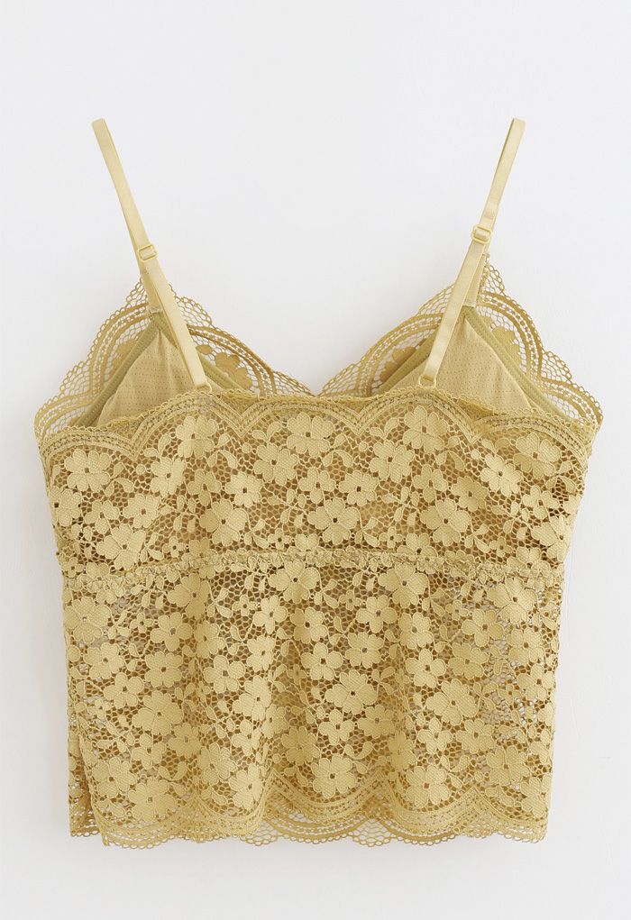 Lace Crop Tank Top in Yellow