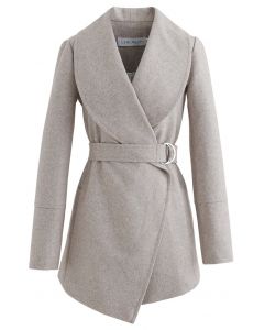Rabato Wrap Belted Wool-Blend Coat in Light Tan
