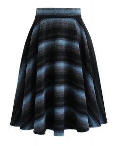 Falda midi de rayas en lana de rayas en línea