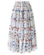 Falda midi plisada con volantes y estampado floral